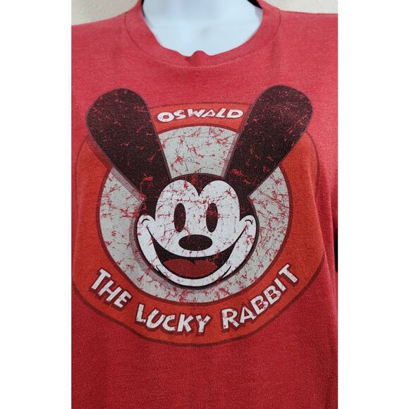Disneyland Red Oswald The Lucky Rabbit Graphic Shirt Small Distressed Logo Soft - Picture 2 of 4